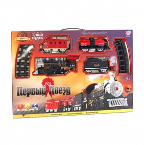 Железная дорога на батарейках, световые и звуковые эффекты, дым, длина 212 см (Joy Toy, S400-H06012sim)